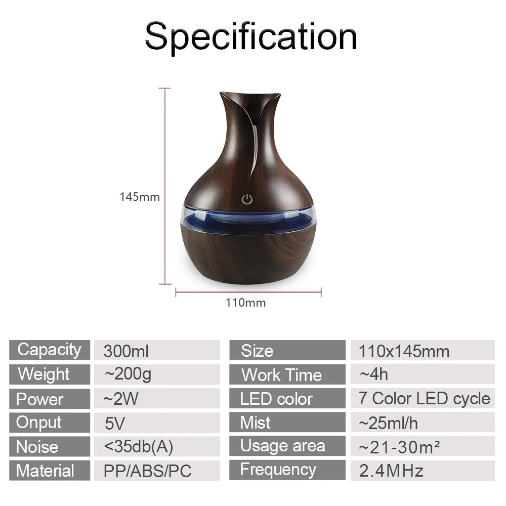 Air Humidifier with 7-Colors Aromatherapy Diffuser