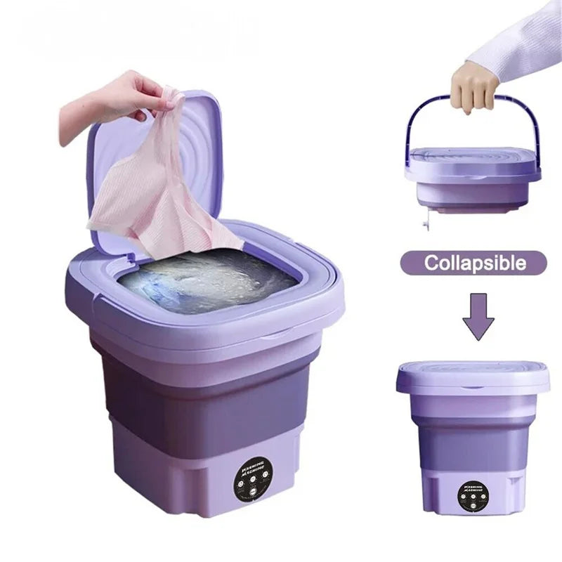 8L Dorm Size Washing Machine - Portable - Green / Purple