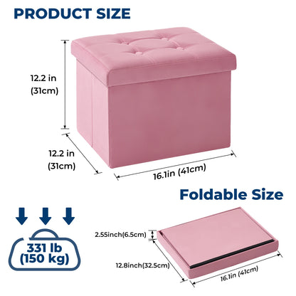Storage Ottoman 16.1 Inches Foldable