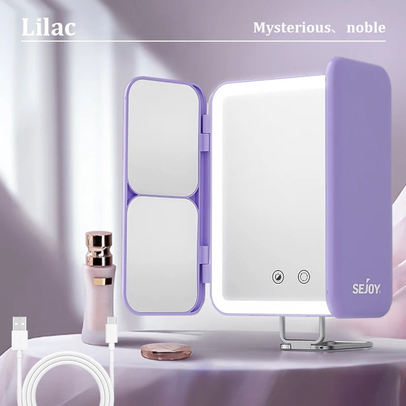 Vanity Mirror with LEDs, Touch Control, Trifold Makeup Mirror