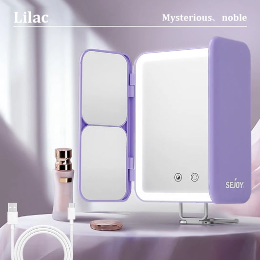 Vanity Mirror with LEDs, Touch Control, Trifold Makeup Mirror