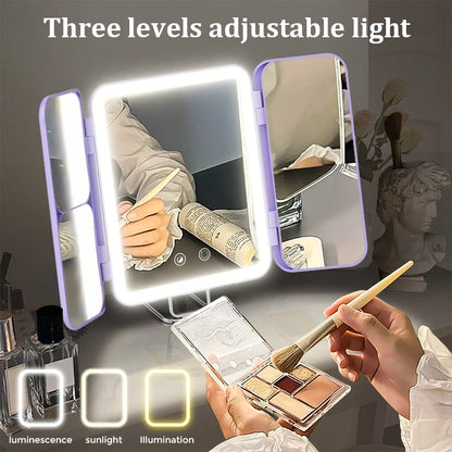 Vanity Mirror with LEDs, Touch Control, Trifold Makeup Mirror