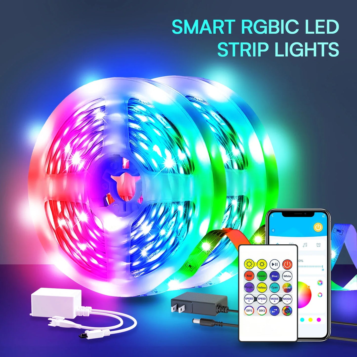 50 ft smart LED light strip , bedroom color-changing RGB