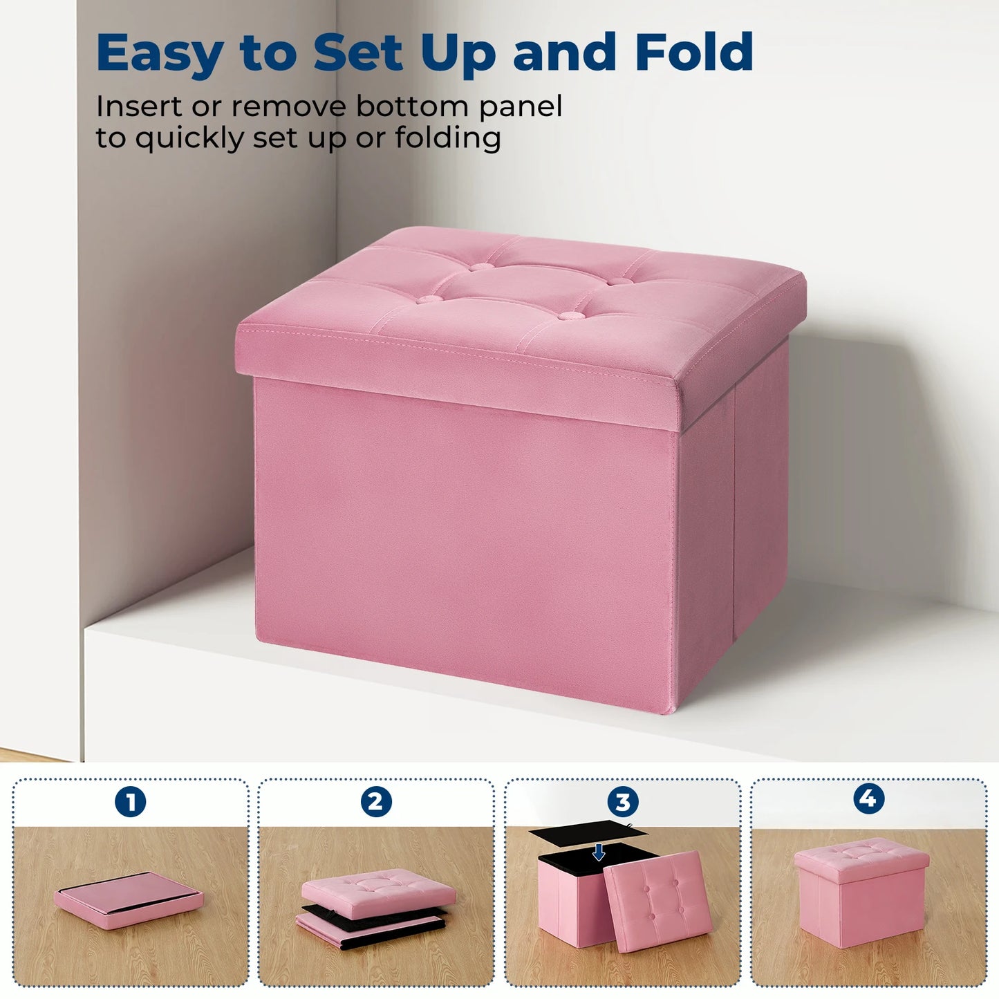 Storage Ottoman 16.1 Inches Foldable