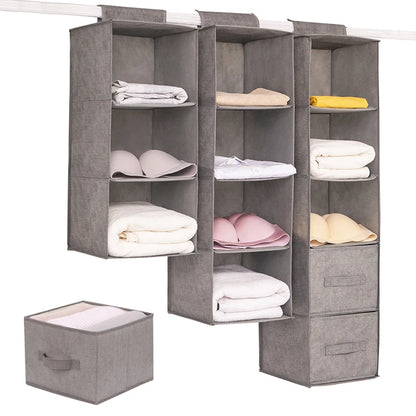 Wardrobe Hanging Storage Drawers - Collapsible Shelves - Multi Color & Size