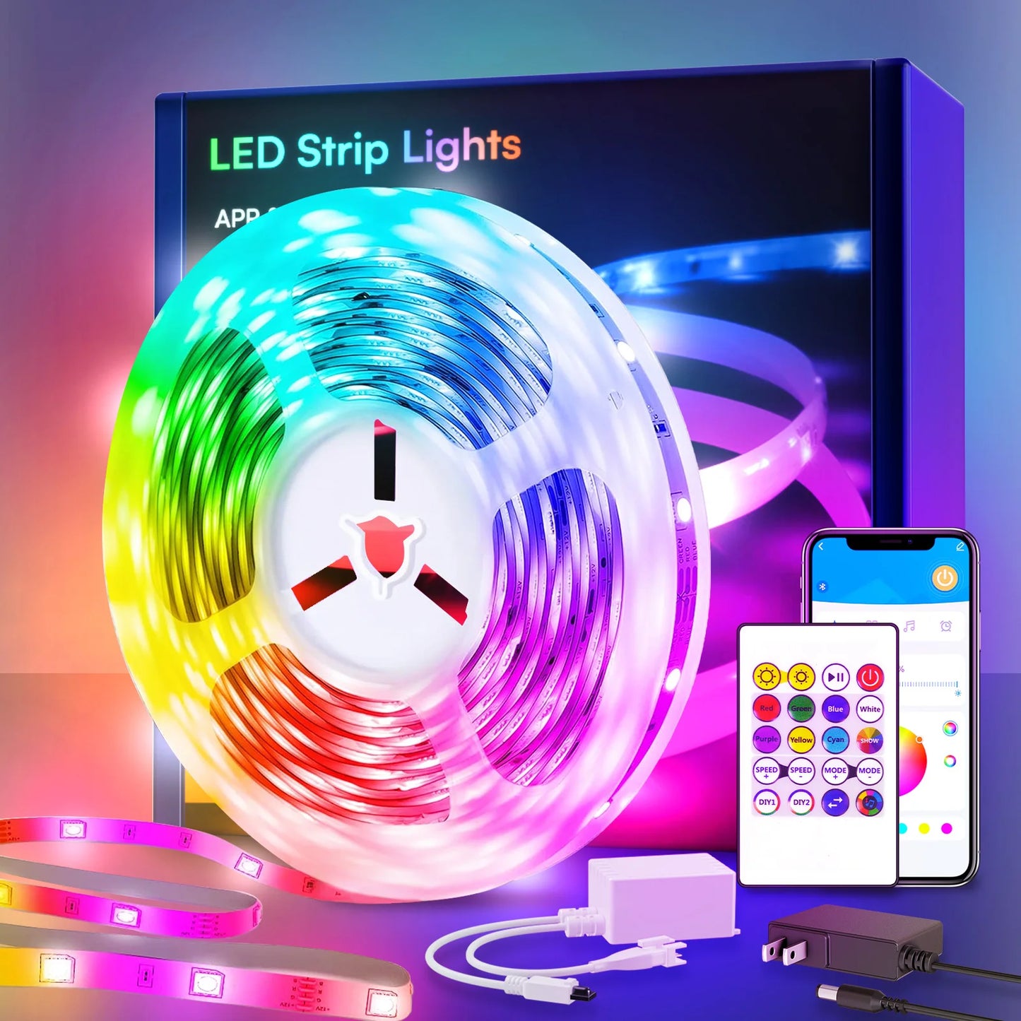 50 ft smart LED light strip , bedroom color-changing RGB