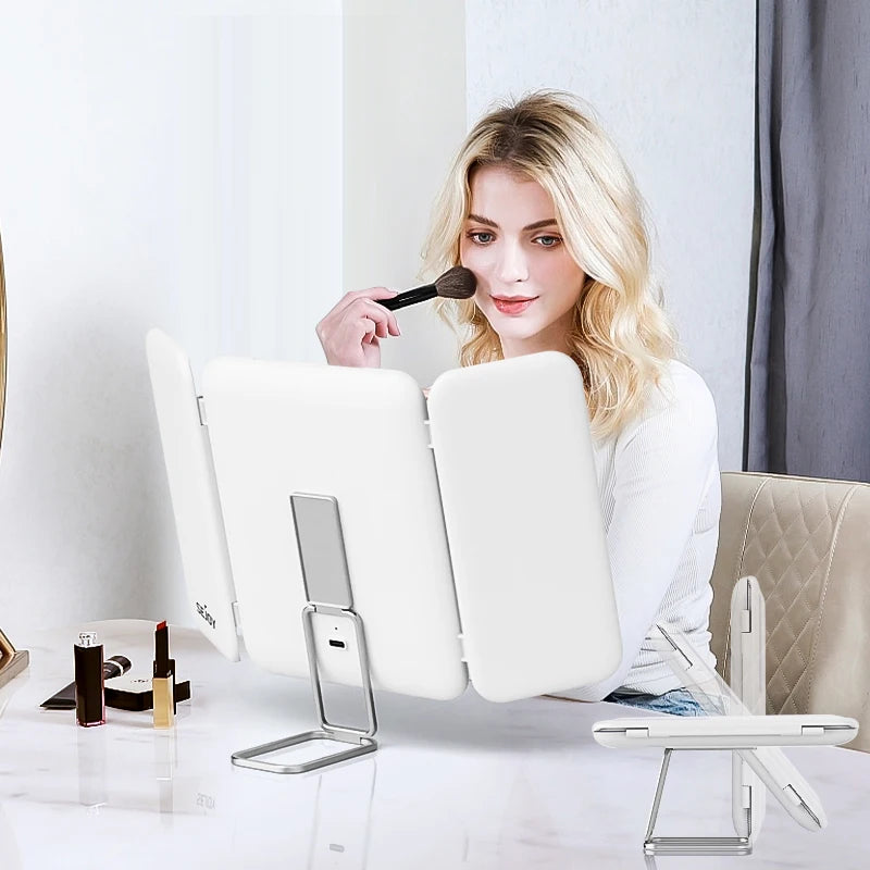 Vanity Mirror with LEDs, Touch Control, Trifold Makeup Mirror