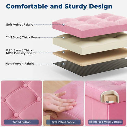 Storage Ottoman 16.1 Inches Foldable